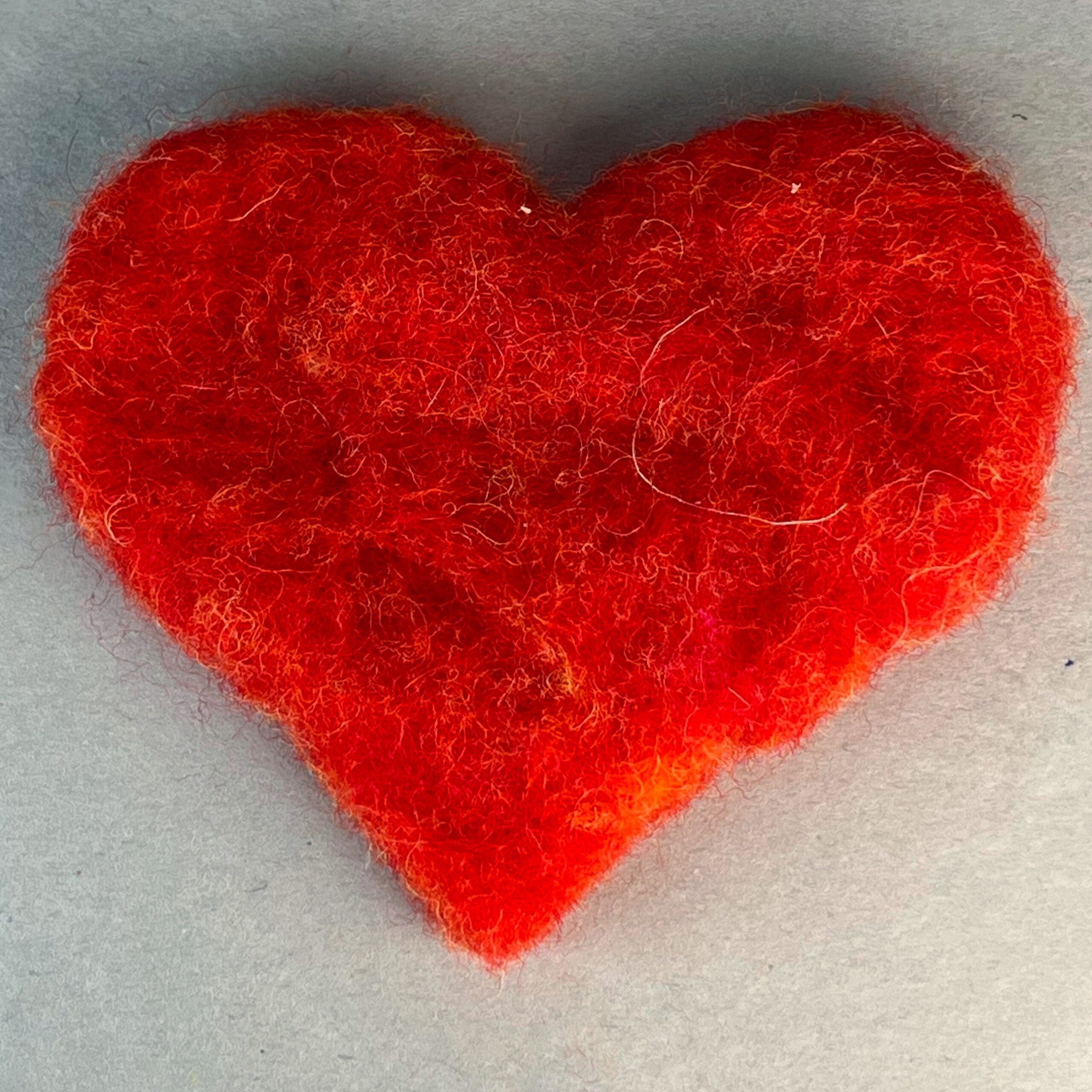 Brooch red heart, needle felted hearts, wool felt hearts